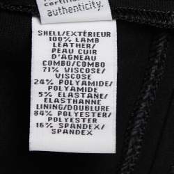 Pre Owned Diane Von Furstenberg Black Leather & Knit Wrap Midi Dress L