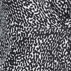 Pre Owned Diane Von Furstenberg Black Printed Jersey Silk Twist Detail Dress S