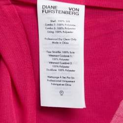 Pre Owned Diane von Furstenberg Pink Multicolor Printed Pleated Wrap Dress M