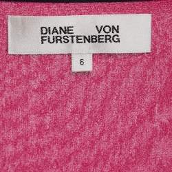 Pre Owned Diane von Furstenberg Pink Multicolor Printed Pleated Wrap Dress M