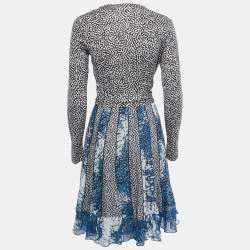 Pre Owned Diane Von Furstenberg Multicolor Printed Silk Wrap Dress M