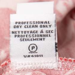 Pre Owned Diane Von Furstenberg Red and White Floral Print Faux Wrap Zoe Dress XS