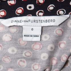 Pre Owned Diane Von Furstenberg Navy Blue Pirouette Dot Print Silk Jersey Cybil Wrap Dress XS