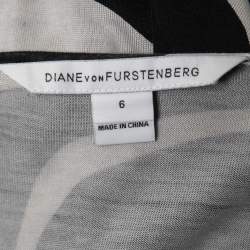 Pre Owned Diane Von Furstenberg Monochrome Riviera Printed Wrap Dress M