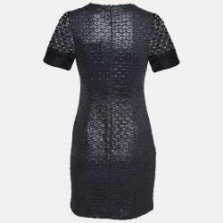 Pre Owned Diane Von Furstenberg Metallic Black Lace New Cindy Dress XS