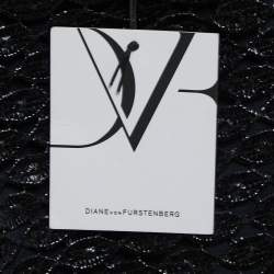 Pre Owned Diane Von Furstenberg Metallic Black Lace New Cindy Dress XS