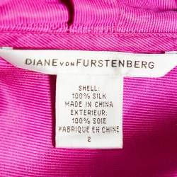 Pre Owned Diane Von Furstenberg Pink Silk Ruffled Victorie Wrap Dress S