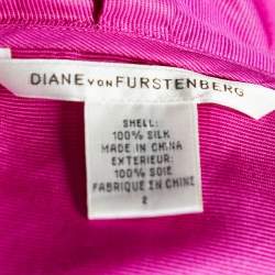 Pre Owned Diane Von Furstenberg Pink Silk Ruffled Victorie Wrap Dress S