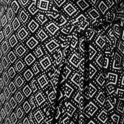 Pre Owned Diane von Furstenberg Black Printed Jersey-Silk Jeanne Wrap Dress L