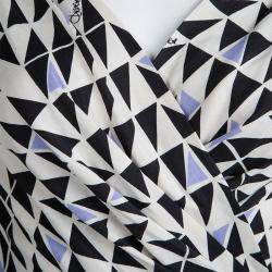 Pre Owned Diane von Furstenberg Geometric Printed Silk Jersey Penna Wrap Dress M