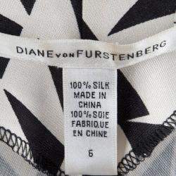 Pre Owned Diane von Furstenberg Geometric Printed Silk Jersey Penna Wrap Dress M