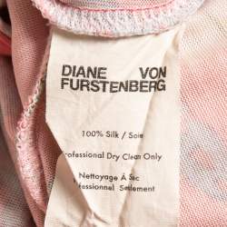 Pre Owned Diane Von Furstenberg Pink Floral Printed Jersey Maxi Wrap Dress S