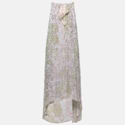 Pre Owned Diane Von Furstenberg Multicolor Sequin-Embellished Silk Maxi Dress S