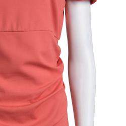 Diane von Furstenberg Coral Red Stretch-Cady Gathered Bevina Dress L