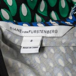 Pre Owned Diane von Furstenberg Multicolor Printed Silk Knit Evita Dress M