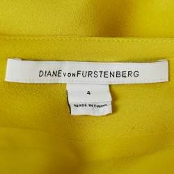 Diane Von Furstenberg Yellow Silk Wrap Around Midi Dress S