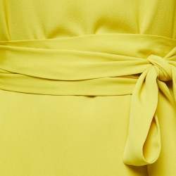 Diane Von Furstenberg Yellow Silk Wrap Around Midi Dress S