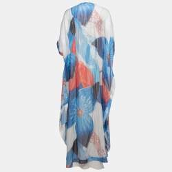 Pre Owned Diane Von Furstenberg Multicolor Printed Silk Beaded Kaftan Dress S