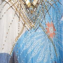 Pre Owned Diane Von Furstenberg Multicolor Printed Silk Beaded Kaftan Dress S