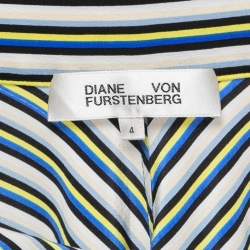 Diane Von Furstenberg Multicolor Striped Crepe High Waist Maxi Skirt S