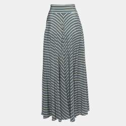 Diane Von Furstenberg Multicolor Striped Crepe High Waist Maxi Skirt S