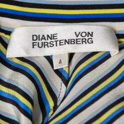 Diane Von Furstenberg Multicolor Striped Crepe High Waist Maxi Skirt S