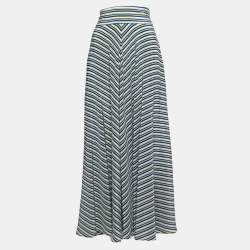 Diane Von Furstenberg Multicolor Striped Crepe High Waist Maxi Skirt S