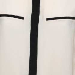 Diane Von Furstenberg Cream Silk Contrast Collar Shirt M