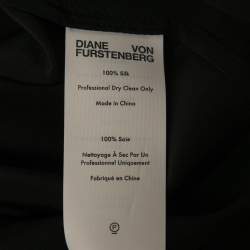 Pre Owned Diane Von Furstenberg Black Silk Ruffle Detail Blouse S