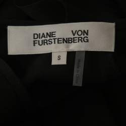 Pre Owned Diane Von Furstenberg Black Silk Ruffle Detail Blouse S