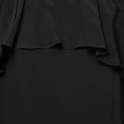 Pre Owned Diane Von Furstenberg Black Silk Ruffle Detail Blouse S