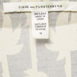 Pre Owned Diane Von Furstenberg Black Patterned Taurus Silk Wrap Midi Dress L