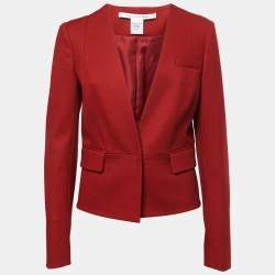 Pre Owned Diane Von Furstenberg Brown Wool Single Button Blazer M