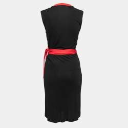 Pre Owned Diane Von Furstenberg Black Jersey Sleeveless Wrap Dress M