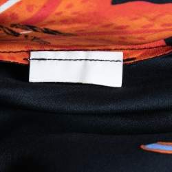 Pre Owned Diane Von Furstenberg Black Floral Printed Silk Satin Wrap Midi Dress M