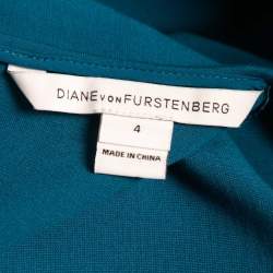 Diane Von Furstenberg Blue Jersey Ruched Bodycon Dress S