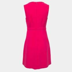 Pre Owned Diane Von Furstenberg Pink Knit V-Neck Midi Dress S