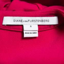 Pre Owned Diane Von Furstenberg Pink Knit V-Neck Midi Dress S