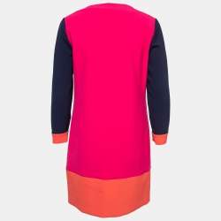 Diane Von Furstenberg Pink Colorblock Crepe Shift Dress S