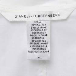 Pre Owned Diane Von Furstenberg White Cotton Ruffle Detailed Sleeveless Top S