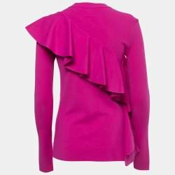 Diane von Furstenberg Pink Knit Ruffle Detail Sweater Top S