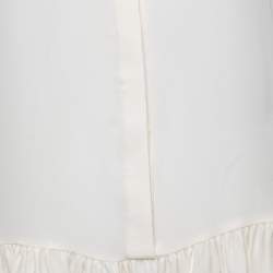 Pre Owned Diane Von Furstenberg Cream Silk Sleeveless Ruffled Hem Top S