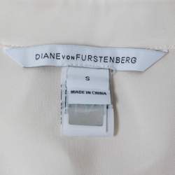 Pre Owned Diane Von Furstenberg Cream Silk Sleeveless Ruffled Hem Top S