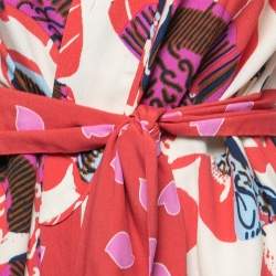 Pre Owned Diane von Furstenberg Multicolor Printed Crepe Kimono Top and Pant Set S