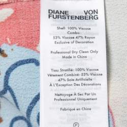 Pre Owned Diane von Furstenberg Multicolor Printed Crepe Kimono Top and Pant Set S