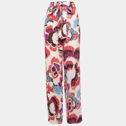 Pre Owned Diane von Furstenberg Multicolor Printed Crepe Kimono Top and Pant Set S