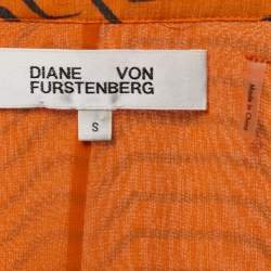 مملوكة مسبقًا Diane Von Furstenberg Orange Tiger Printed Silk Chiffon Wrap Asymmetrical Long Dress S