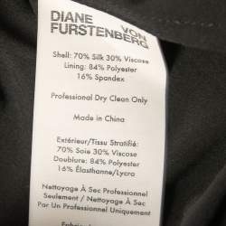 Pre Owned Diane Von Furstenberg Black Polka Dotted Silk Blend Sleeveless V-Neck Draped Maxi Dress XL