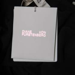 Pre Owned Diane Von Furstenberg Black Polka Dotted Silk Blend Sleeveless V-Neck Draped Maxi Dress XL