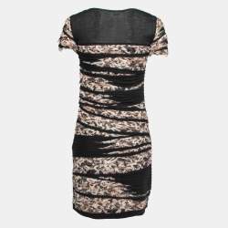 Pre Owned Diane Von Furstenberg Black Jersey Ruffled Bodycon Dress M